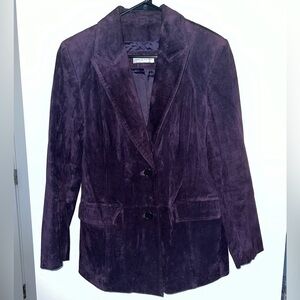 A Lord & Taylor Leather Suede Jacket. Purple, size medium.